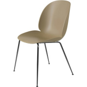 10064322 GUBI The GamFratesi Collection Beetle Обеденный стул Beetle без обивки, коническое основание, чёрный хром, коричневый цвет