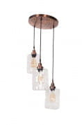 3 Drop Cylinderical Spot Glass Copper Pendant Light подвесной светильник FOS Lighting Copper-CylinderSpot-8-HL3