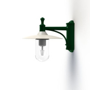 настенный светильник с металлическим плафоном зелёного цвета и стеклянной колбой