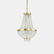 подвесная люстра классического стиля с хрустальными подвесами и позолоченной арматурой