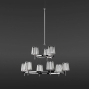 подвесная люстра с многоуровневой композицией стеклянных абажуров