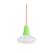 подвесной светильник с плоским плафоном в форме диска и цветным подвесом