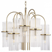 подвесная люстра с несколькими стеклянными плафонами на дугообразных держателях