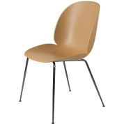 10064332 GUBI The GamFratesi Collection Beetle Обеденный стул Beetle без обивки, коническое основание, чёрный хром, янтарно-коричневый