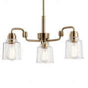 Aivian 23" 3 Light Chandelier with Clear Glass Weathered Brass люстра, Kichler