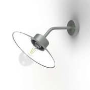 настенный светильник с металлическим плафоном в форме тарелки серого цвета