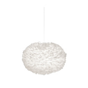 подвесной светильник с перьевым абажуром в белом цвете