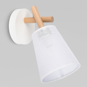 настенное бра с коническим металлическим плафоном на кронштейне с деревянным элементом