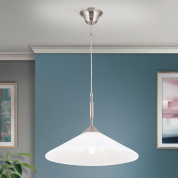 подвесной потолочный светильник с увеличенным опаловым стеклянным плафоном конической формы