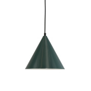 подвесной светильник с коническим металлическим плафоном зелёного цвета