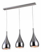 трёхламповый подвесной светильник с каплевидными плафонами на прямой планке