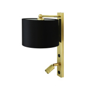 настенный светильник с текстильным абажуром и встроенной поворотной подсветкой для чтения