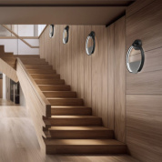 настенный светильник с прозрачной кристаллической плитой в тёмном металлическом корпусе