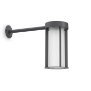 настенный уличный светильник на удлинённом кронштейне с цилиндрическим матовым рассеивателем