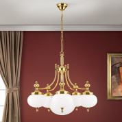 потолочная люстра с шестью матовыми овальными плафонами