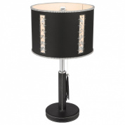настольная лампа с цилиндрическим абажуром чёрного цвета и декоративными вставками