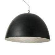 подвесная люстра с купольным чёрным плафоном и серебристой внутренней отделкой