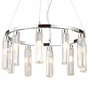 подвесная люстра с множеством вытянутых стеклянных плафонов