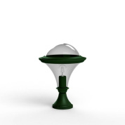 садовый светильник-столбик с прозрачным плафоном и зелёным основанием