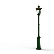 уличный фонарь-столб с прозрачным плафоном и зеленым корпусом