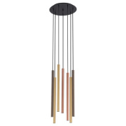 подвесной светильник с несколькими вертикальными трубками из металла на круглом основании