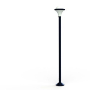 уличный фонарный столб с цилиндрическим плафоном и корпусом синего цвета