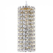 подвесной светильник с кристаллами в золотистой оправе