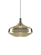 подвесной светильник золотого цвета с зеркальным куполом