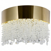 потолочный накладной светильник с золотистой оправой и каскадными подвесками