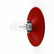 настенное бра красного цвета с круглым отражателем и открытой лампой