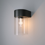 уличный настенный светильник с прозрачным цилиндрическим стеклянным плафоном