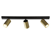 потолочный или настенный светильник с регулируемыми спотами, корпус золотисто-чёрный, IP20