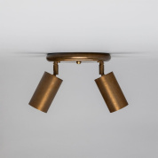 двухламповый потолочный спот с направляемыми латунными цилиндрами