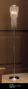 напольный торшер с вытянутой стойкой и цилиндрическим кристаллическим абажуром