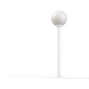 садовый столбик белого цвета с шарообразным плафоном