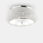 потолочный светильник с круглым корпусом и хромированным ободом