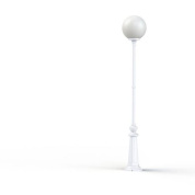 уличный фонарный столб белого цвета с круглым плафоном