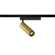 трековый светильник однофазный золотого цвета с акцентным освещением