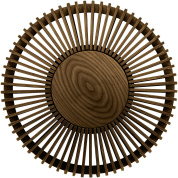 настенный светильник с круглой панелью из темного дерева