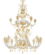 подвесная люстра с абажурами и кристаллами