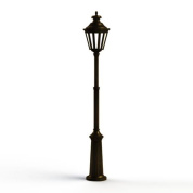 фонарный столб с бронзовым корпусом и стеклянным плафоном