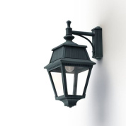 настенное уличное бра с прозрачными стёклами и зелёно-серым корпусом