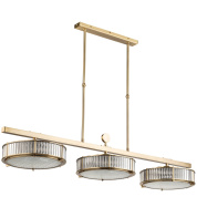 девятирожковый подвесной линейный светильник с цилиндрическими стеклянными секциями