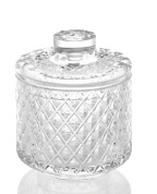 банка для хранения косметических мелочей из прозрачного рельефного стекла