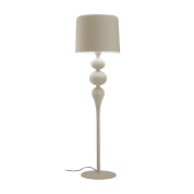 торшер с округлой опорой и тканевым абажуром бежевого цвета