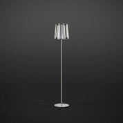 напольный светильник с цилиндрическим металлическим абажуром на тонкой стойке