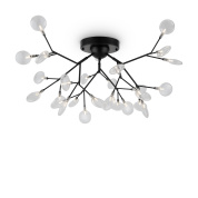 потолочный светильник с множеством ответвлений и белыми плафонами в форме капель