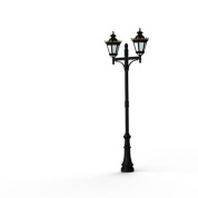 двухрожковый уличный фонарный столб чёрного цвета