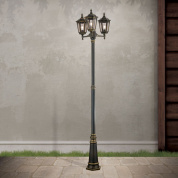 двухламповый уличный опорный фонарь с двойной верхней конструкцией