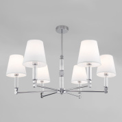 классическая потолочная люстра с текстильными абажурами на рожках